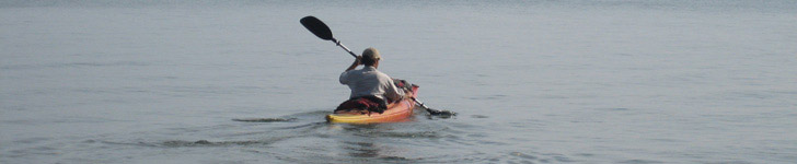 Lone kayaker paddling on restful waters